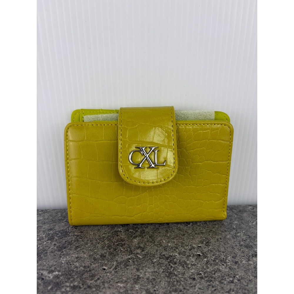 CXL Christian Lacroix Forestis Croco Bifold Wallet Moss Green Womens Y2K Bold